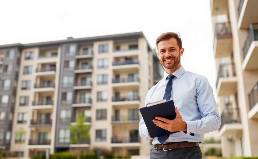 Multi-unit property management business with modern apartment complex and professional management