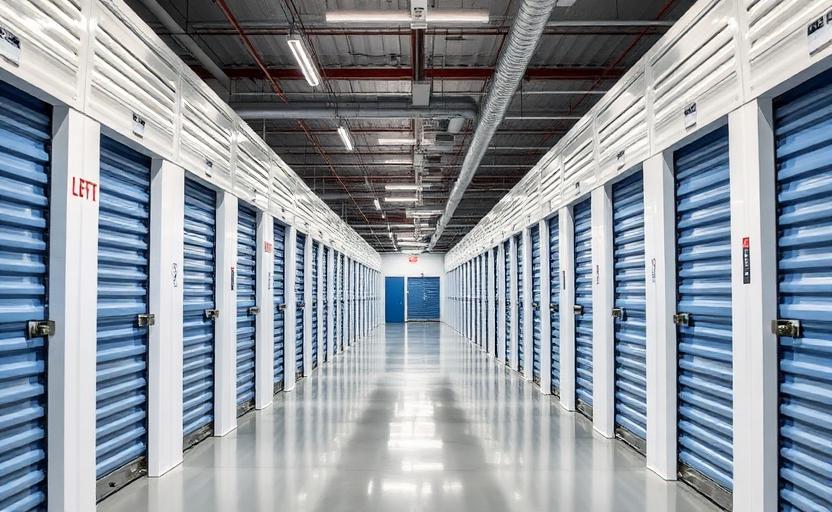 Self-storage facility business with modern storage units and security features